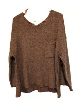 New In Brown Women's Large Fleece Long Sleeve Sweater With Pocket